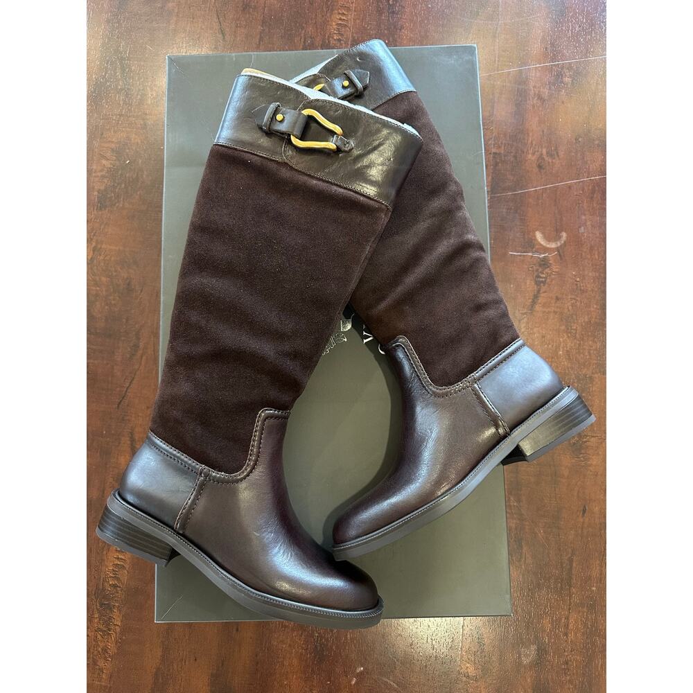 Vince Camuto Women's Andalian Leather‎ Riding Boots Brown Size 5.5